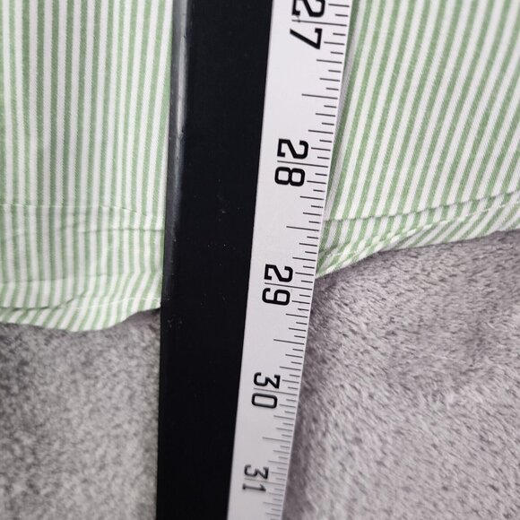 Mens Izod Shirt White & Green Striped Long Sleeve Button Down Size Large - Picture 11 of 12
